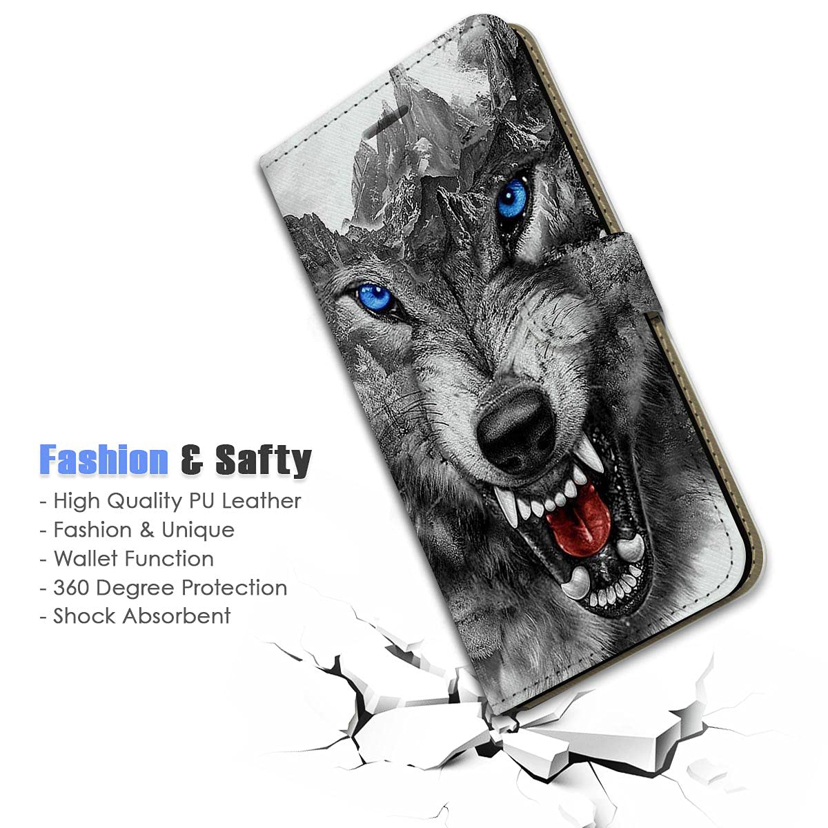 Horror Wolf Flip Wallet Phone Case for Samsung Galaxy S10E - Premium Leather Cover with Card Slots & Magnetic Closure (Model A24347) | Perfect for Daily Use, Travel & Business Meetings