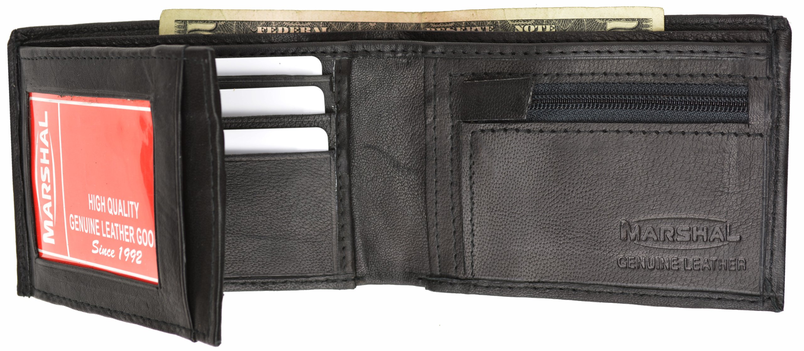 Premium MARSHAL Genuine Leather Flap Wallet for Men - Slim RFID Blocking ID & Credit Card Holder - Perfect for Travel, Business, and Everyday Use
