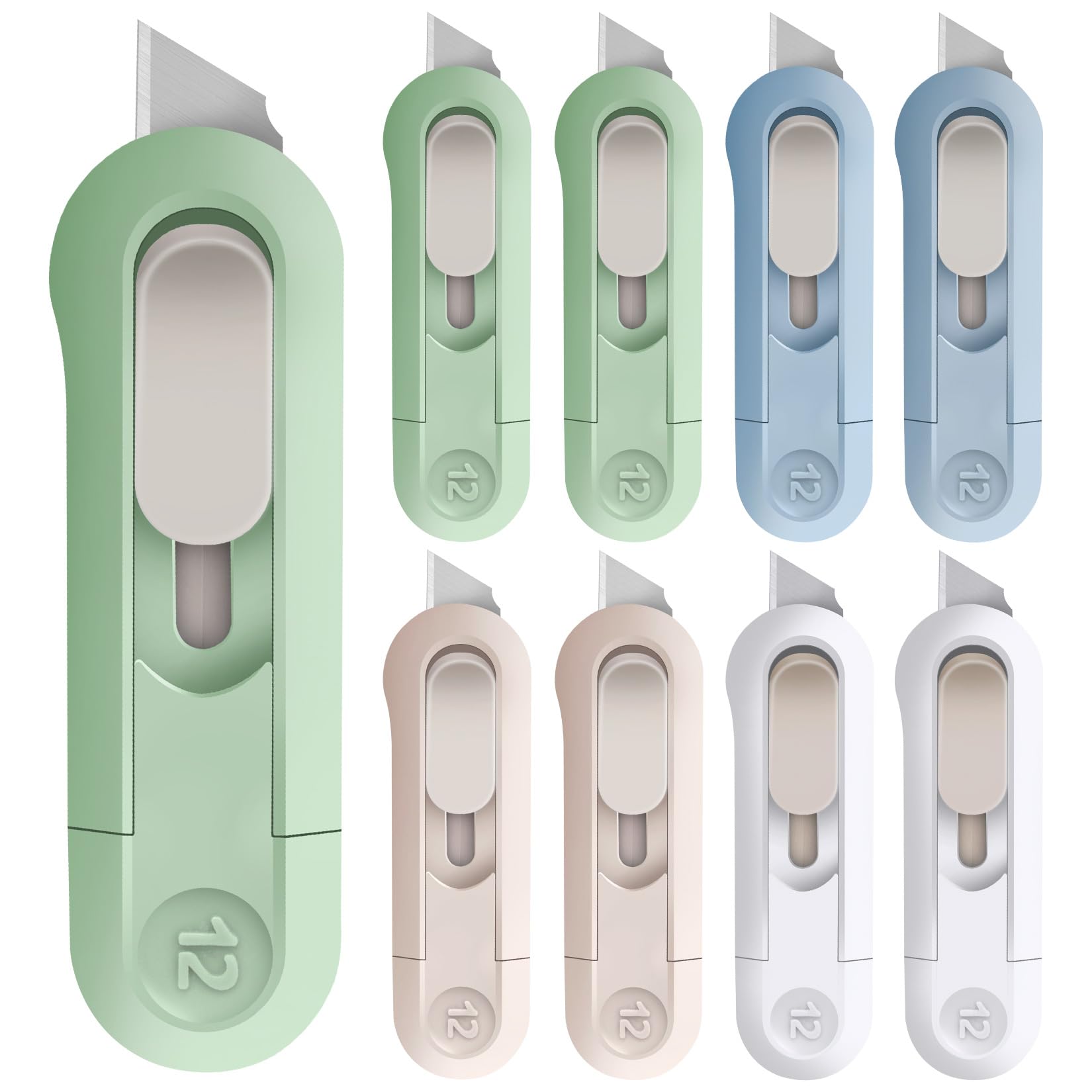 8 Pack Retractable Box Cutter Set - Utility Knife with Safety Lock for Crafts, Packages, Letters & School Projects | Bulk Exacto Knives for Women & Girls | Perfect for DIY, Office, Shipping & Home Use