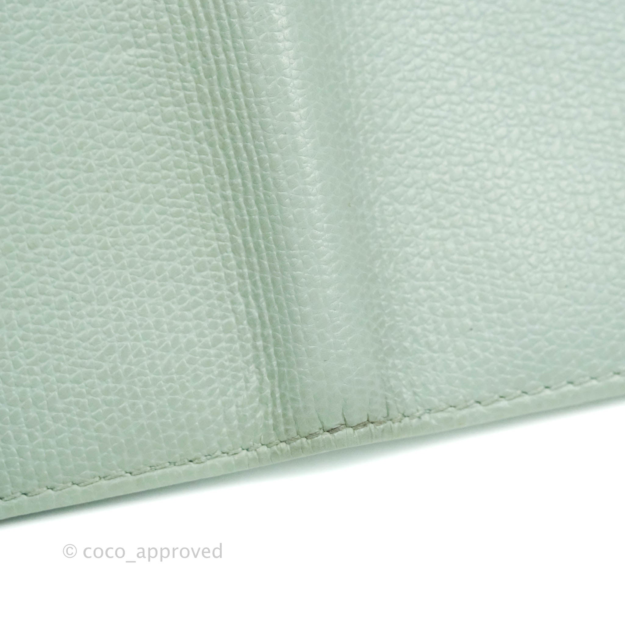 Chanel Tiffany Blue Grained Leather Card Holder - Luxury Compact Wallet for Credit Cards & Cash - Perfect for Everyday Use, Travel & Gifting