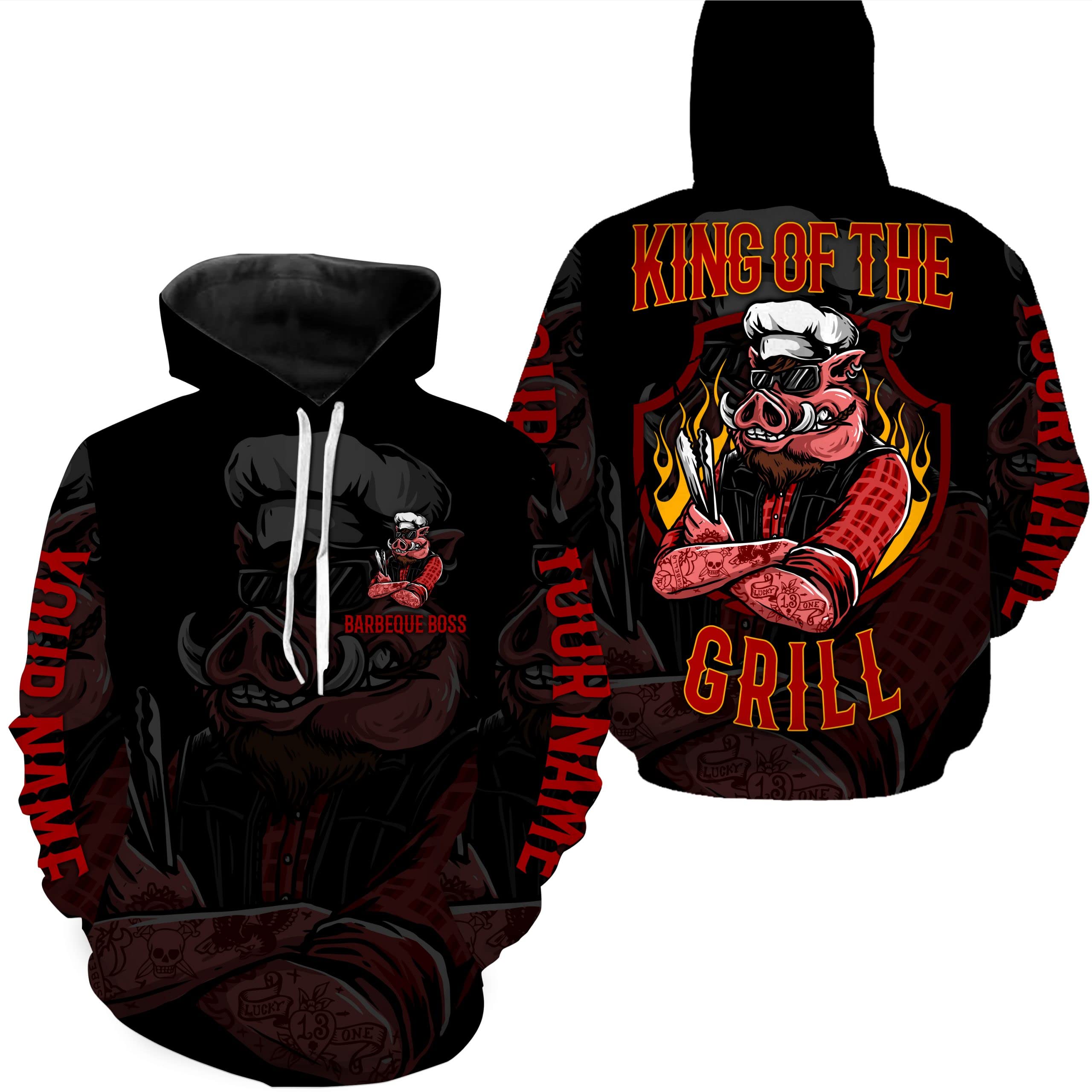 Personalized Name King of The Grill BBQ Shirts for Men & Women | Custom BBQ Grilling Apparel | Perfect for Backyard Cookouts, Tailgating & Outdoor Parties