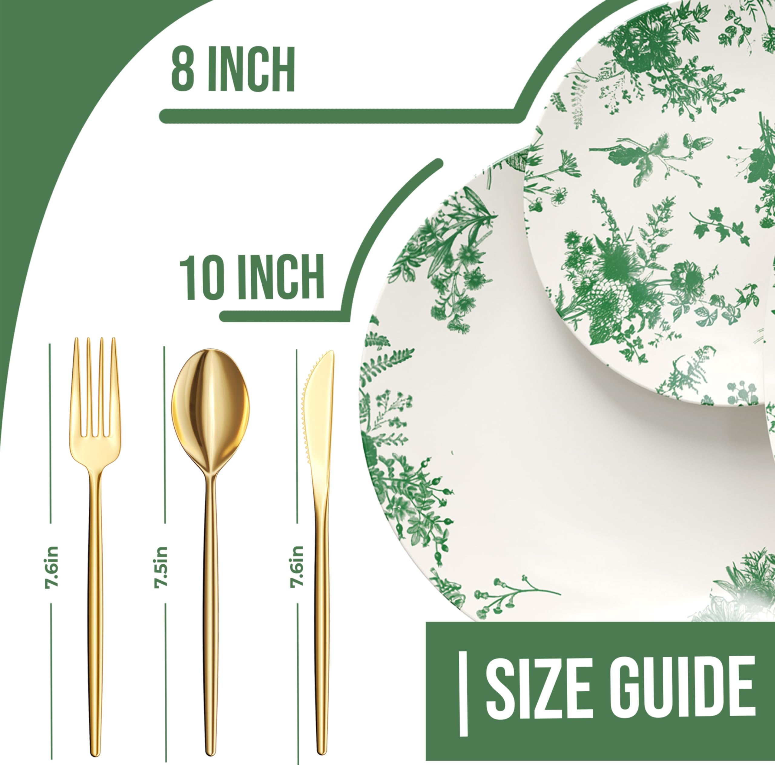 Premium 200-Piece Disposable Plastic Dinnerware Set - Gold & Silverware for 40 Guests | Includes 10