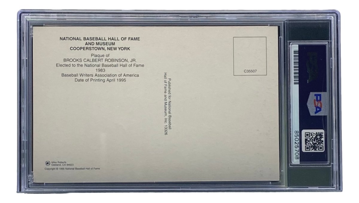 Brooks Robinson Autographed 4x6 Baltimore Orioles Hall of Fame Plaque Card with PSA/DNA Certification #85025708 - Perfect for Baseball Memorabilia Collectors and Sports Fans Display
