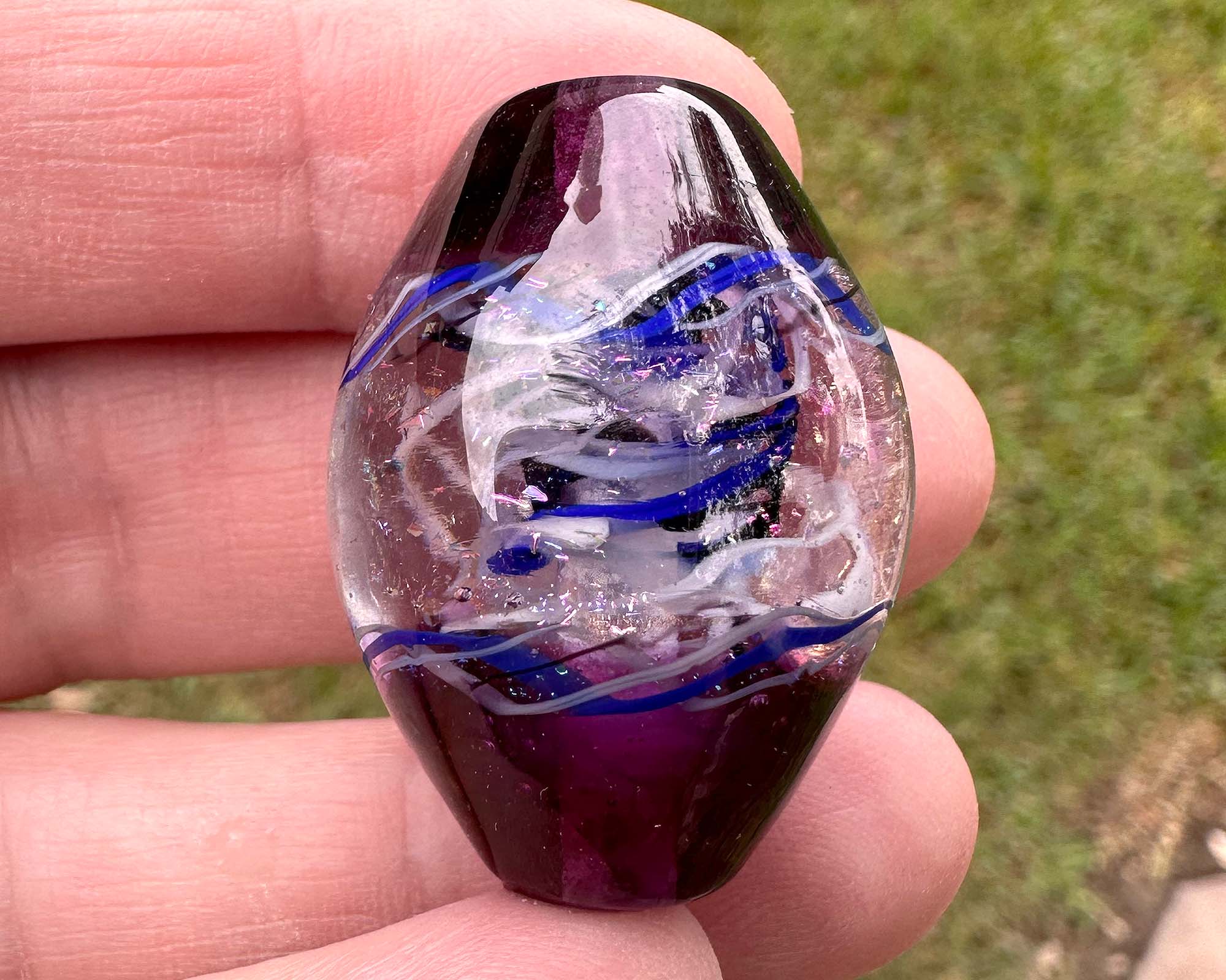Handmade Purple & Blue Dichroic Glass Lampwork Focal Bead for Jewelry Making - Perfect for Necklaces, Bracelets & DIY Craft Projects