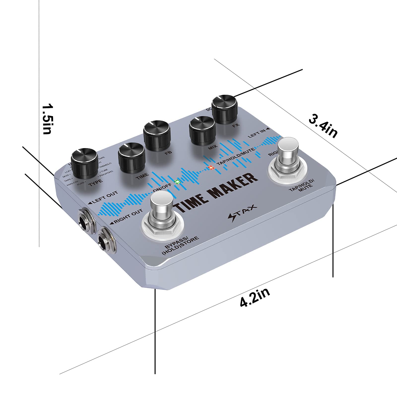 Stax Time Maker Guitar Delay Pedal - 11 Ultimate Delay Effects with Tap Tempo for Electric Guitarists | Perfect for Live Performances & Studio Recording