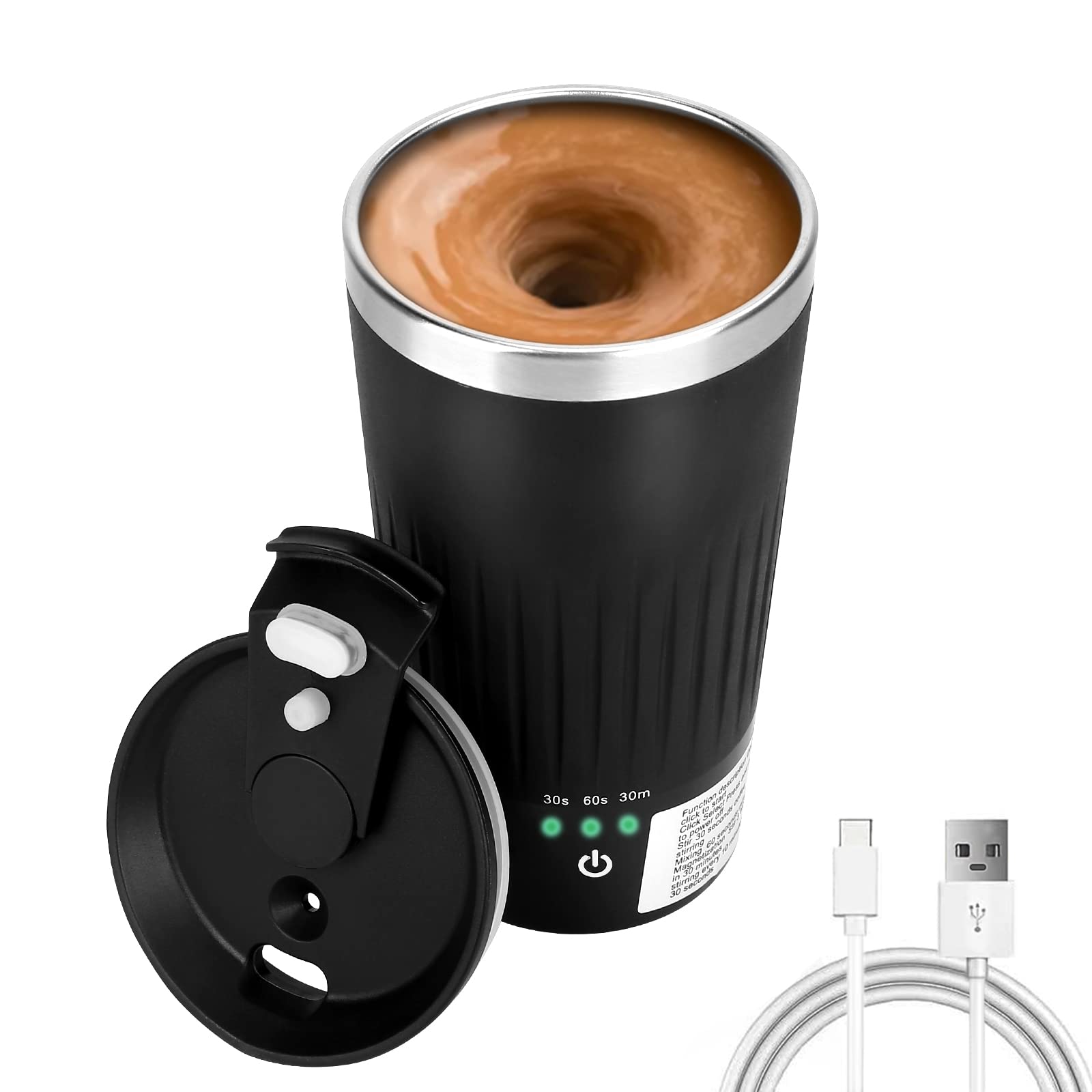 Beyoung 14oz Auto Stirring Cup - Magnetic Self Stirring Travel Mug with 3 Mixing Modes, Strong Power for Coffee, Chocolate & Mocha - Perfect for Office, Car & Outdoor Use