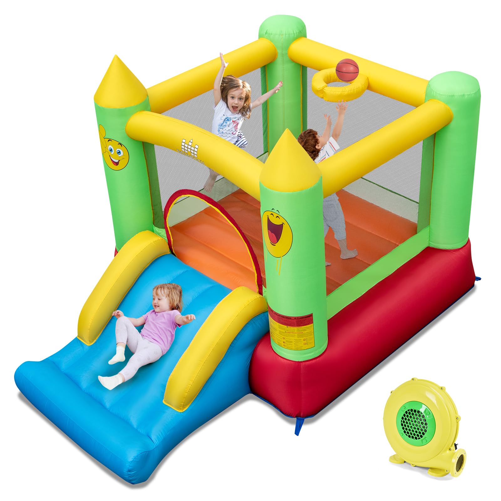 **BOUNTECH Inflatable Bounce House for Kids 3-6 Years - Heavy Duty Jumping Area & Slide - Indoor & Outdoor Mini Bouncy Castle for Toddler Boys & Girls - Perfect for Birthday Parties, Backyard Fun & Family Gatherings**