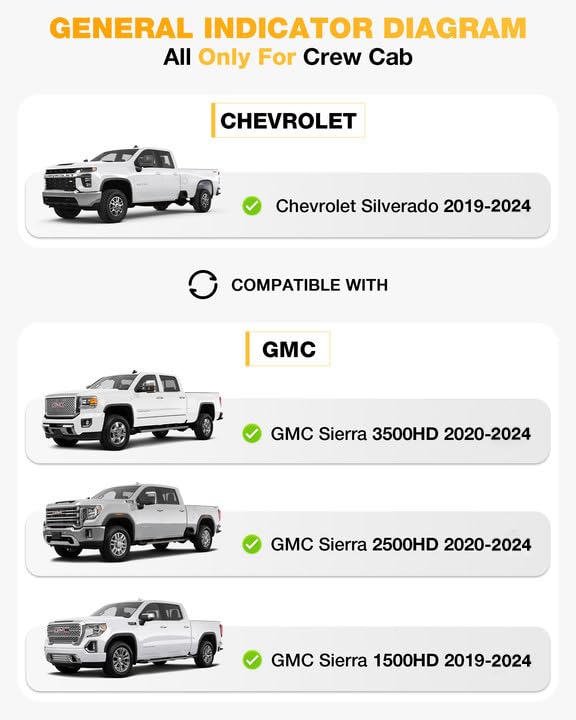 3W Custom Fit All-Weather TPE Floor Mats for 2019-2025 Chevy Silverado & GMC Sierra 1500/2500HD/3500HD Crew Cab - Durable Protection with Factory Carpeted Storage - Perfect for Off-Roading, Daily Commute & Winter Weather