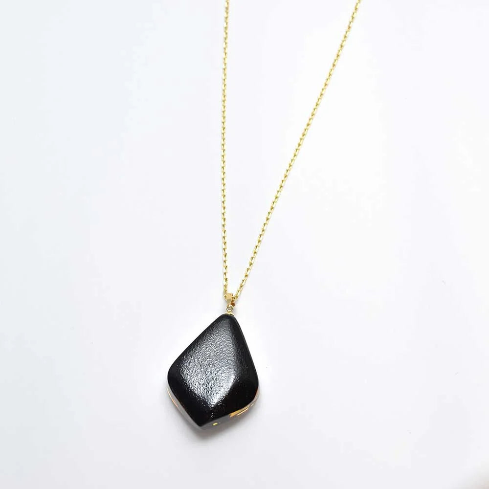 Handmade Japanese Maki-e Urushi Lacquer Pendant Necklace - Amber & Kingfisher Design, Traditional Asian Jewelry for Women | Perfect Gift for Special Occasions, Weddings & Cultural Events