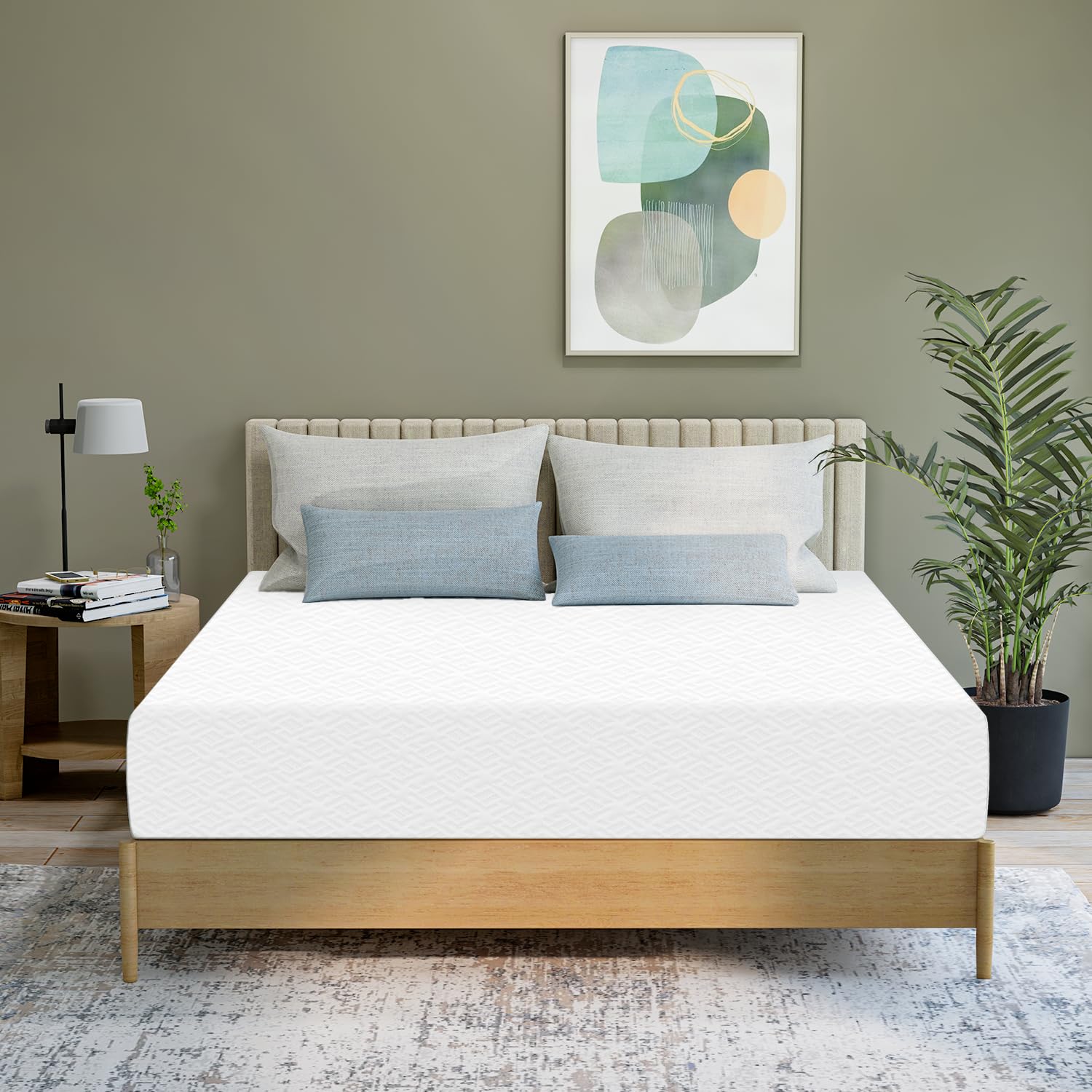 10 Inch Queen Green Tea Cooling Gel Memory Foam Mattress - Medium Firm, Pressure Relief, CertiPUR-US Certified - Mattress in a Box for Kids & Adults - Fiberglass Free - Perfect for Hot Sleepers & Back Pain Relief (Queen, 10 Inch)