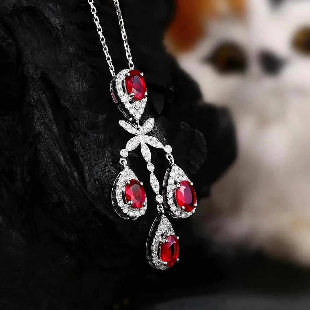 18K Gold 2.45ct Natural Ruby & Diamond Engagement Pendant Necklace for Women - Classic Elegant Jewelry Gift for Anniversary, Wedding & Special Occasions