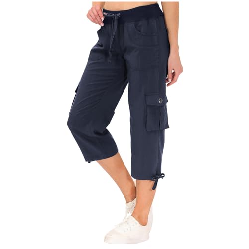 Womens Cargo Capris-navy