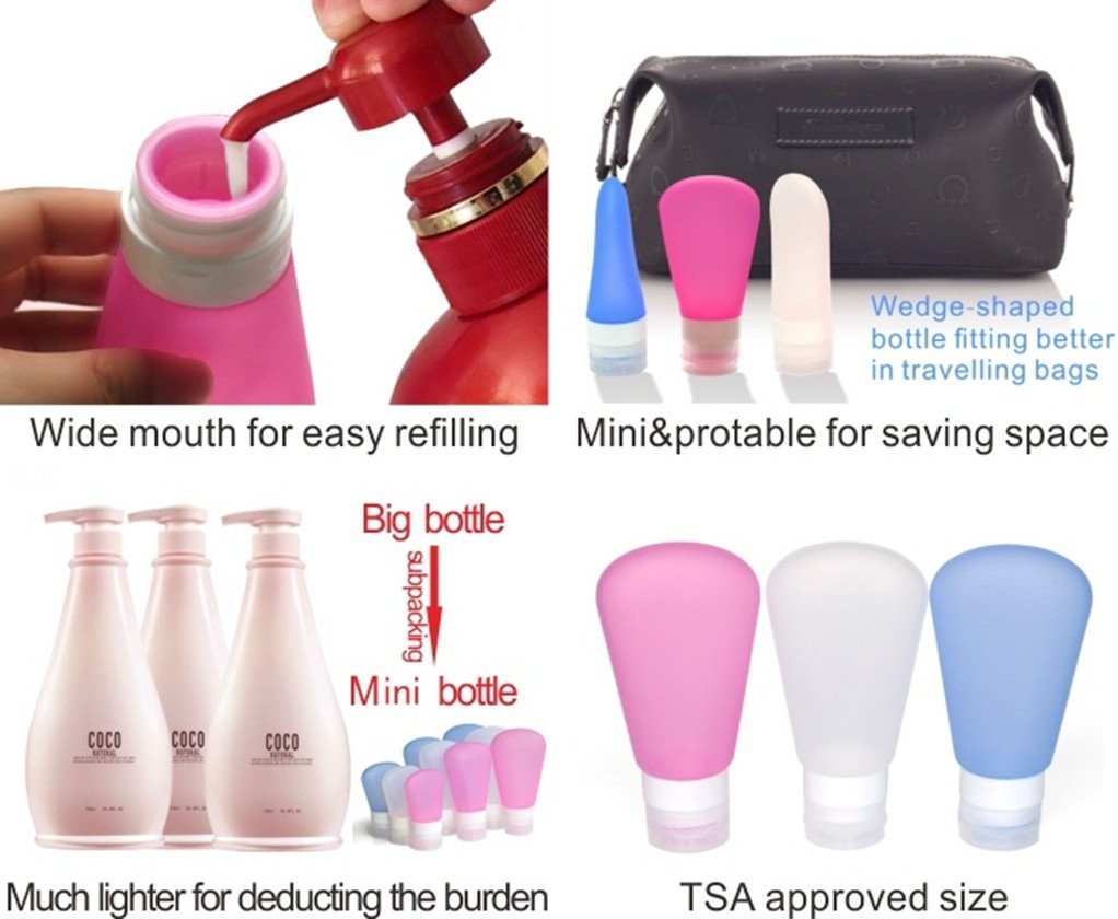 3-Pack Travel-Sized Silicone Squeeze Bottles (2oz) - BPA-Free, Food-Grade for Shampoo, Conditioner, Lotion & Condiments (Pink, White, Blue) | Perfect for Toiletries, Gym, Camping & Air Travel