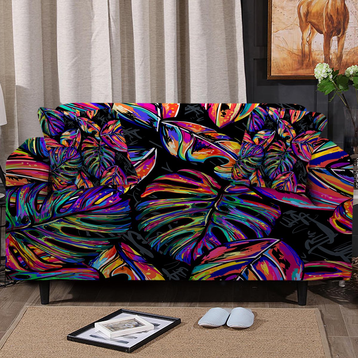 Stylish and Durable Electropical Sofa Cover - Waterproof & Anti-Slip Couch Protector for Pets, Kids - Perfect for Living Room Furniture Protection