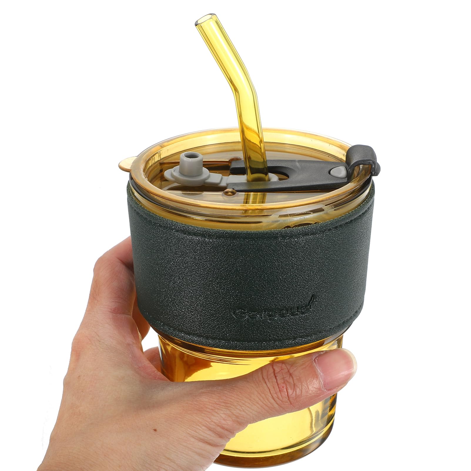 Magiclulu Honey Bear Glass Sippy Cup with Straw - Leak Proof Baby Bottle for Smoothie, Milk & Juice - Perfect for Toddlers, Kids & Travel Use