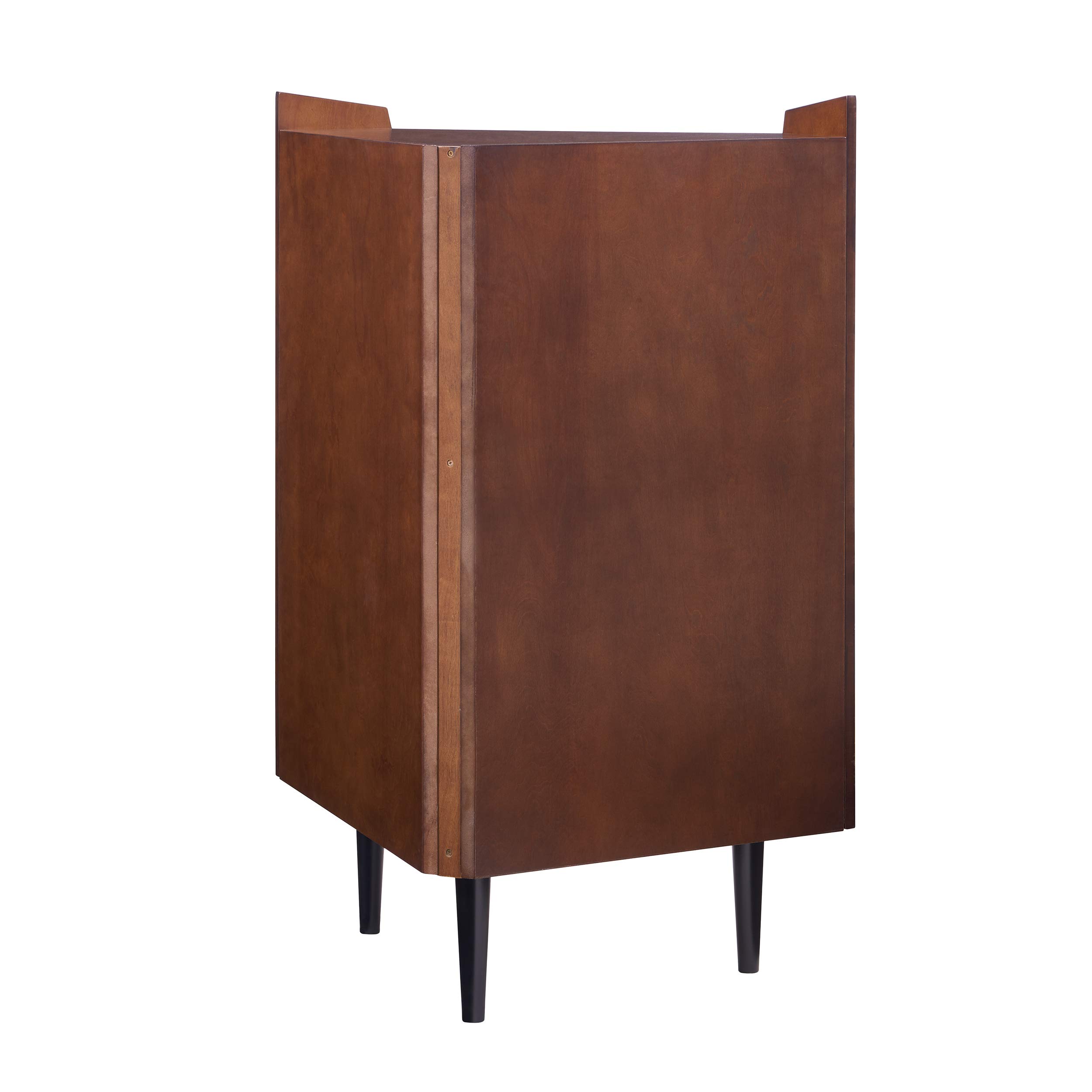 Larson Corner Storage Bar Cabinet - Brown Wooden Cabinet with Shelves & Doors for Living Room, Dining Room, or Home Bar - Space-Saving Furniture for Small Spaces