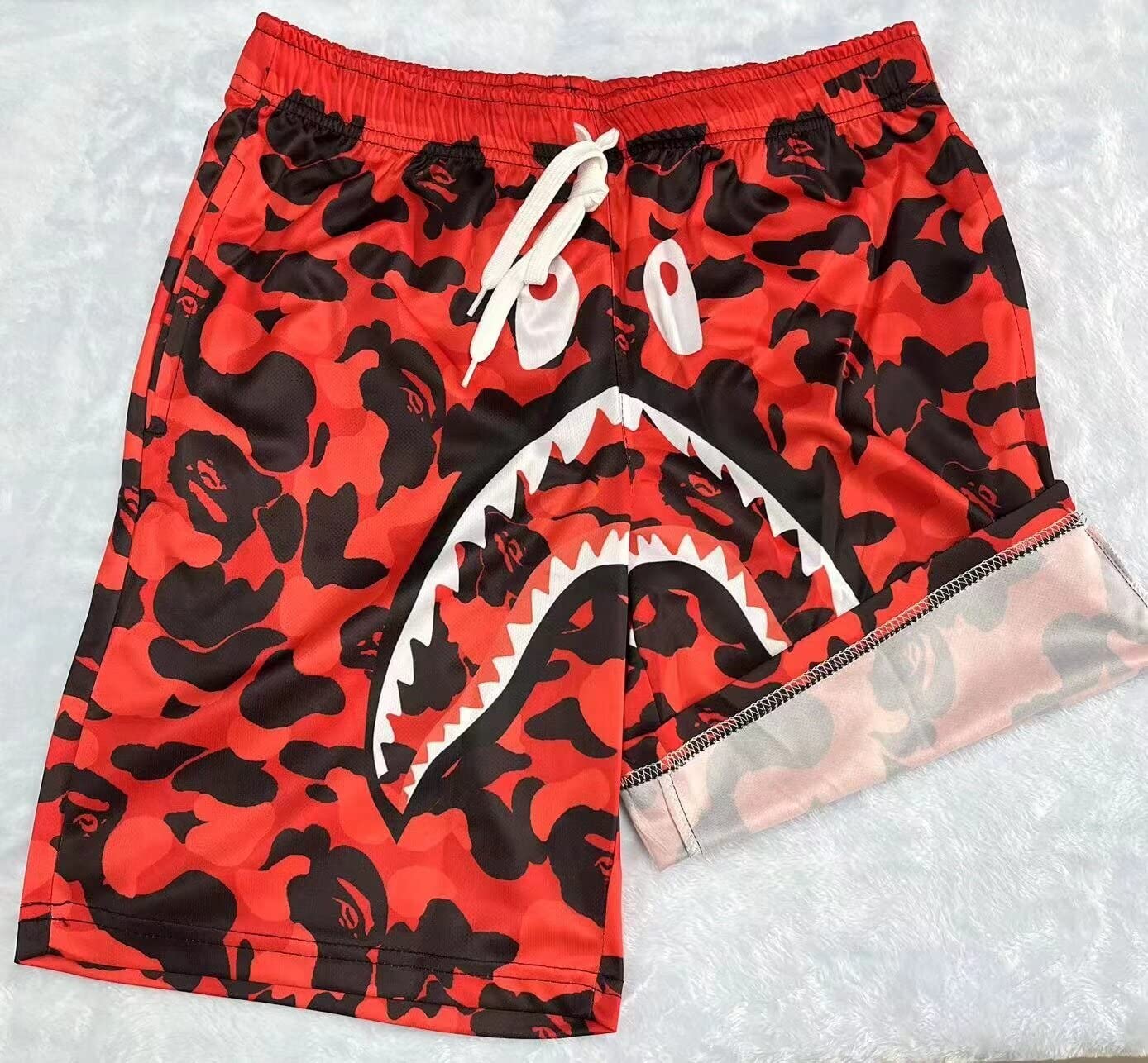 Shark Camo Unisex Quick-Dry Sports Shorts - Lightweight Casual Beach Swim Shorts for Men & Women | Perfect for Swimming, Surfing, Gym & Outdoor Activities