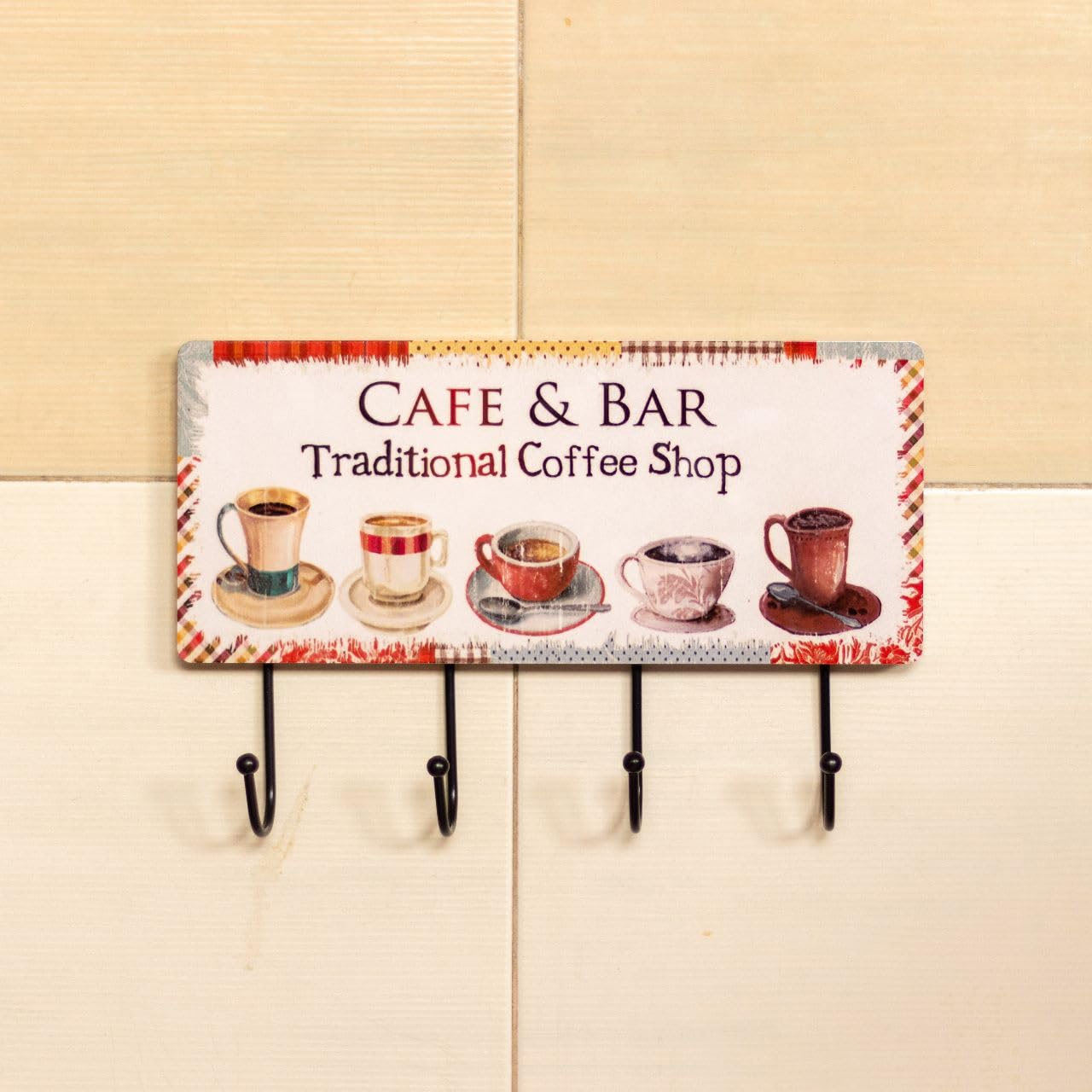 Bluebird Lifestyle Rustic Kitchen Organizer - Multi-Functional 4-Hook Wall Mount Holder for Utensils, Towels & Decor | Farmhouse Style Home Accessories for Kitchen, Bathroom & Entryway Organization