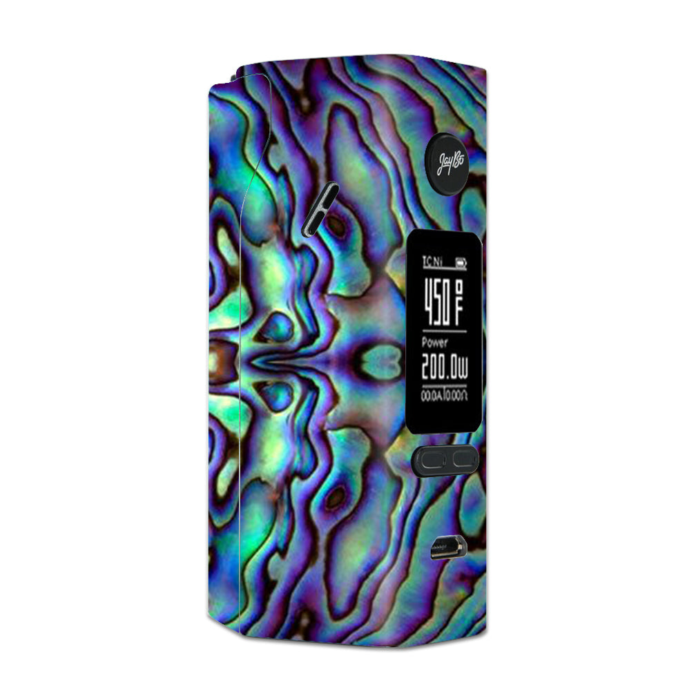 Wismec Reuleaux RX 2/3 Mod Kit with Abalone Sea Shell Design in Green, Blue & Purple - Perfect for Vaping Enthusiasts & Collectors