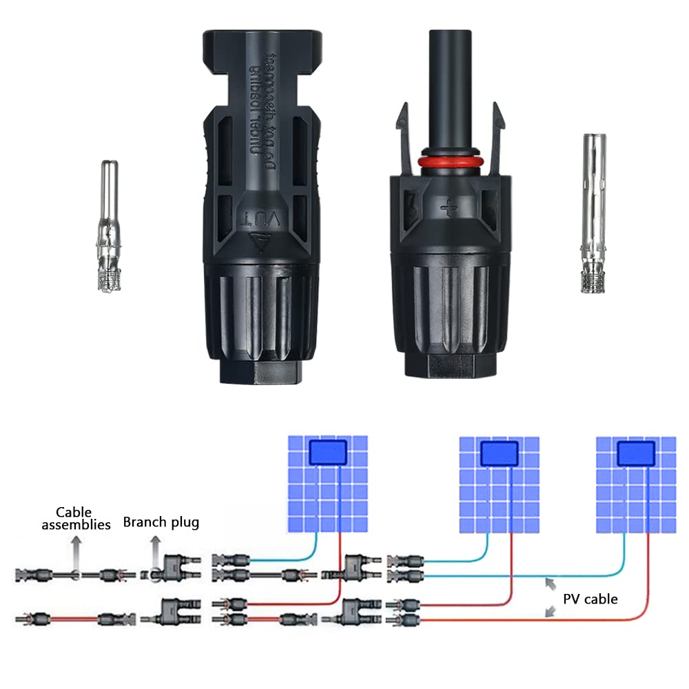 EXCLUZO 10 Pairs Solar Panel Connectors - MC4 Male & Female Waterproof Connectors with Spanner Tool for Solar Energy Systems - Perfect for RV, Off-Grid, and Home Solar Panel Installations