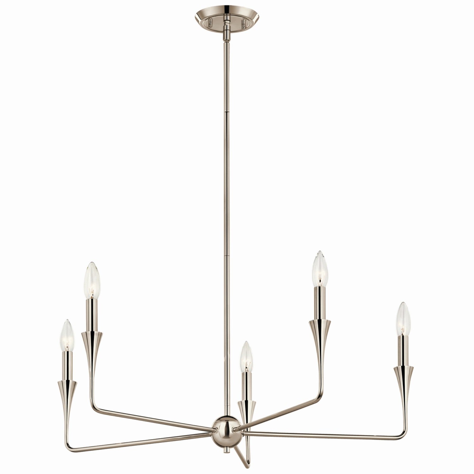 Alvaro 30-Inch 5-Light Chandelier with 1-Tier Design in Polished Nickel Finish - Perfect for Dining Room, Bedroom, or Entryway Lighting