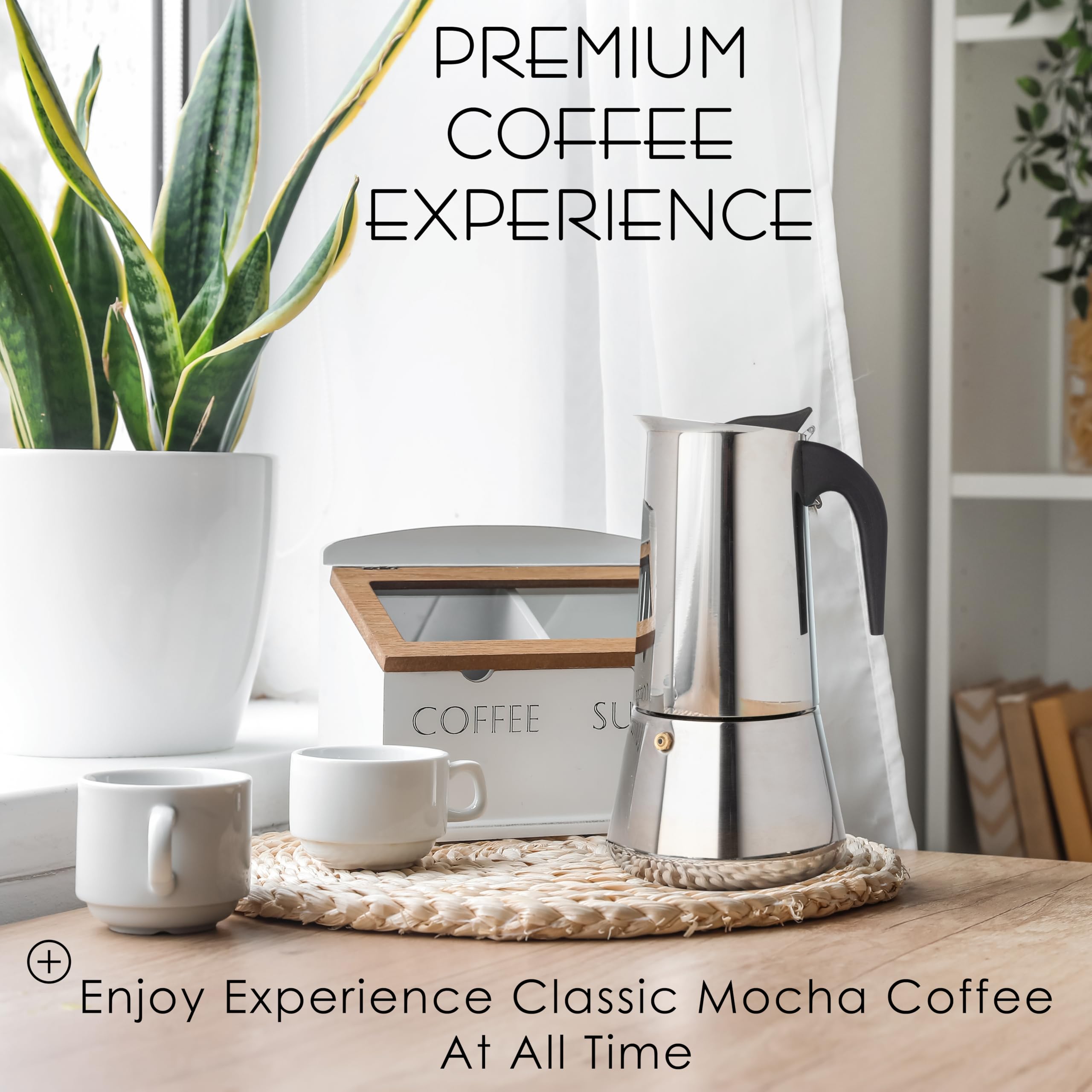 Mixpresso 12 Cup Stovetop Espresso Maker 600ml/20oz - Stainless Steel Moka Pot with Percolator Design - Italian Coffee Maker for Camping, Home & Office Use - Perfect for Espresso, Latte & Cappuccino Brewing