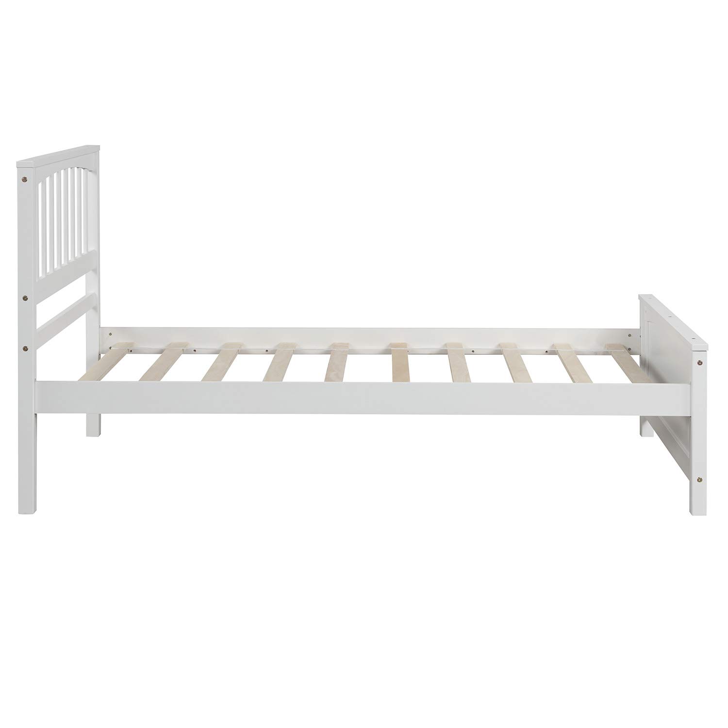 Wooden Twin Bed Frame with Headboard & Footboard - Sturdy Platform Bed for Kids, Teens & Adults | No Box Spring Needed | Easy Assembly | White | Perfect for Bedrooms, Dorms & Guest Rooms