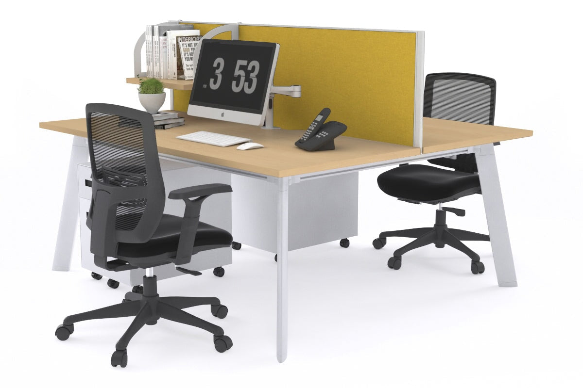 2 Person Workstation with White Frame - 1400L x 700W - Ideal for Office, Home Office & Collaborative Workspaces