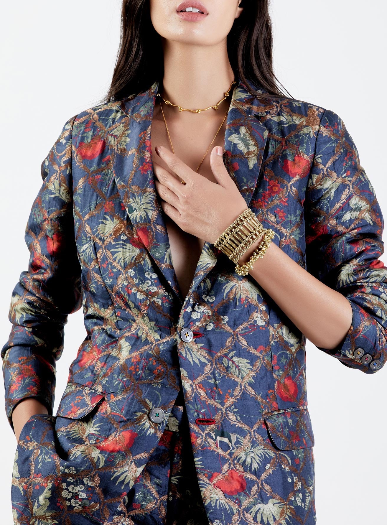 Elegant Rana Blazer in Silk Brocade Berry Color - Perfect for Office Wear, Business Meetings & Formal Events