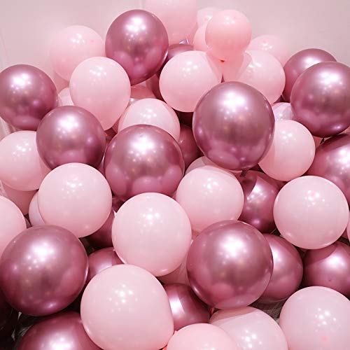 Pink Latex Balloons - Chrome Metallic Rose Gold Helium Party Decorations for Weddings, Bridal Showers, Baby Showers & Birthdays | Elegant Balloon Arch & Ceiling Decor Ideas