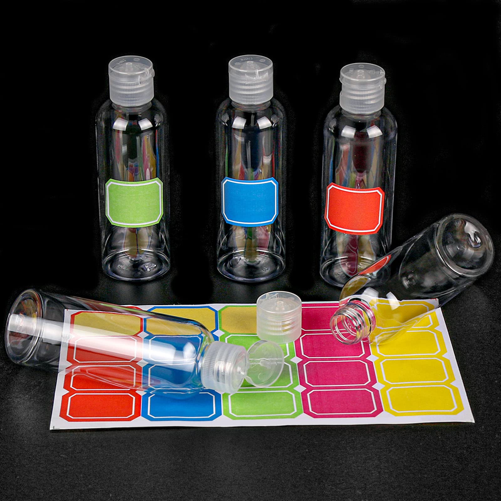 10-Pack 100ml Clear Travel Bottles with Flip Cap & Labels | Leak-Proof Empty Plastic Bottles for Toiletries, Shampoo, Lotion | TSA Approved for Air Travel, Gym, Camping & Cosmetic Storage