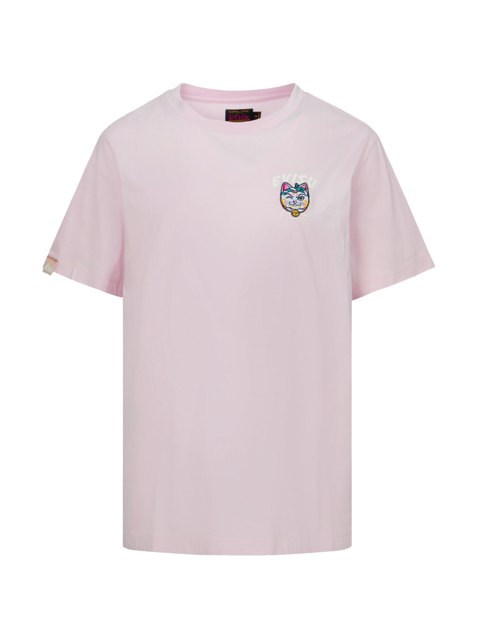 Stylish Logo Print & Fortune Cat Embroidery Badge Men's T-Shirt - Perfect for Casual Wear, Date Nights & Street Fashion