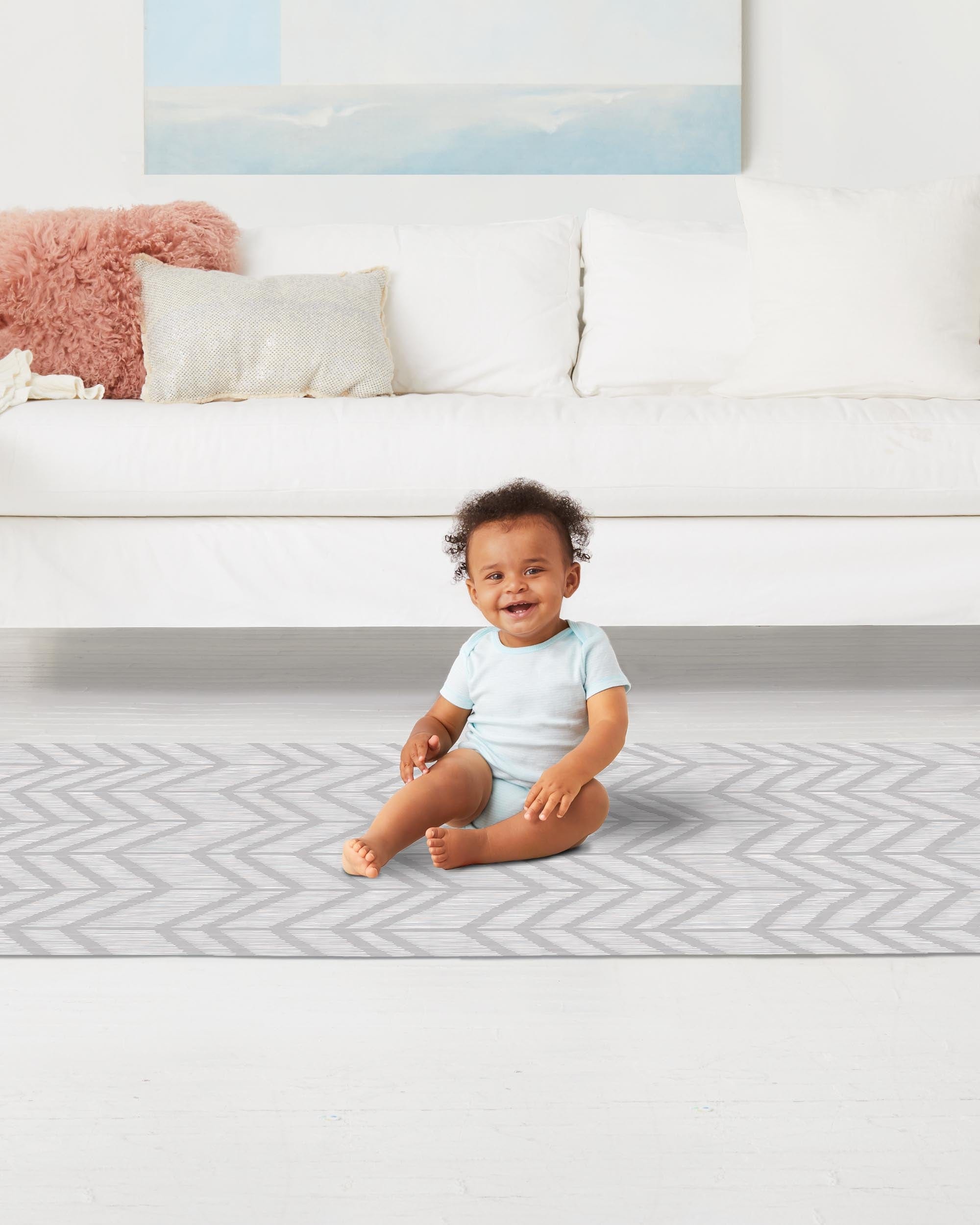 Skip Hop DoublePlay Reversible Playmat for Babies - Soft & Durable Activity Mat for Playtime, Tummy Time & Nursery Decor - Waterproof & Easy to Clean (Grey Chevron)