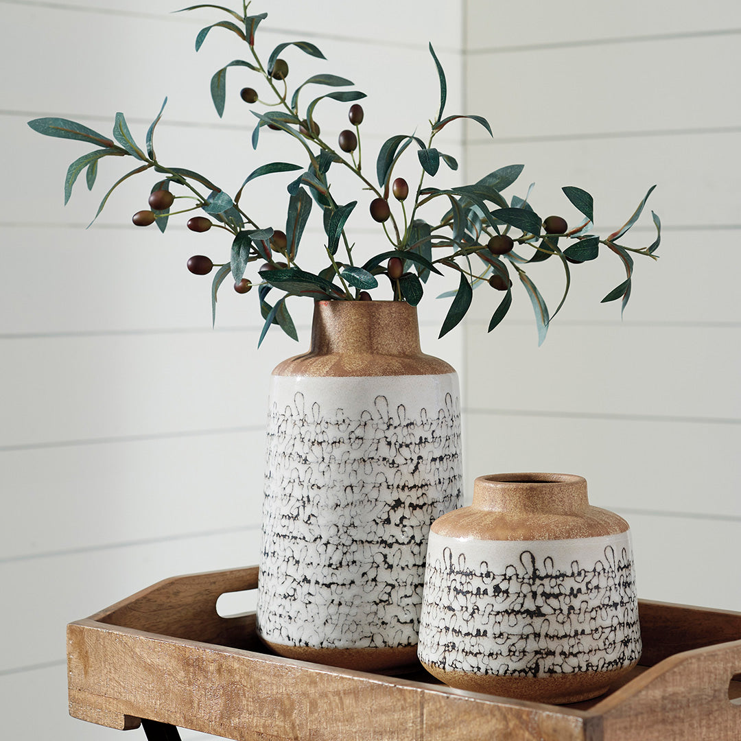 Elegant Meghan Vases Set of 2 - Modern Home Decor for Living Room, Dining Table & Wedding Centerpieces - Handcrafted Ceramic Flower Vases for Fresh or Artificial Floral Arrangements
