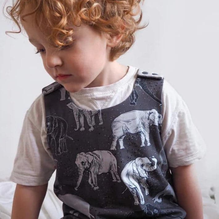 Organic Cotton Baby & Toddler Dungarees with Cute Elephant Design - Soft, Comfortable Overalls for Playtime, Daycare & Outdoor Adventures