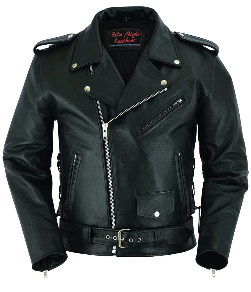 Daniel Smart Men's Motorcycle Leather Jacket - Black Biker Jacket with Conceal Carry Pocket | Premium Genuine Leather for Riding & Outdoor Adventures