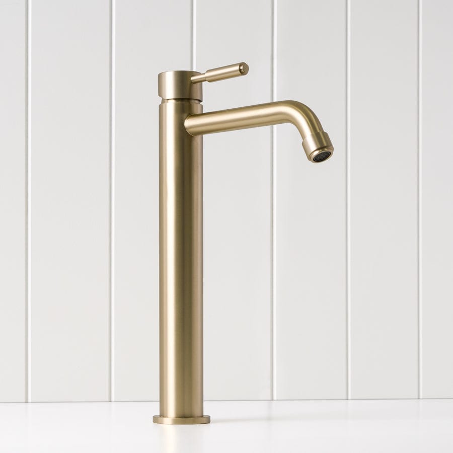 Melbourne Tall Basin Mixer in Warm Brushed Nickel - Modern Bathroom Faucet for Vanity Sinks, Perfect for Home and Hotel Renovations
