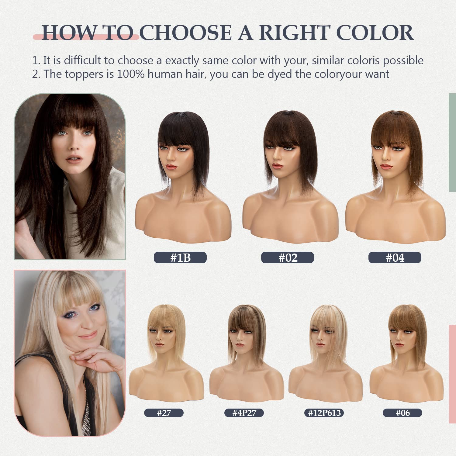 Premium 14 Inch Human Hair Topper for Women - 150% Density Silk Base Blonde Clip-in Hair Piece (27#) for Thinning Hair with Bangs | Natural Looking Hair Extensions for Daily Wear, Special Occasions & Confidence Boost