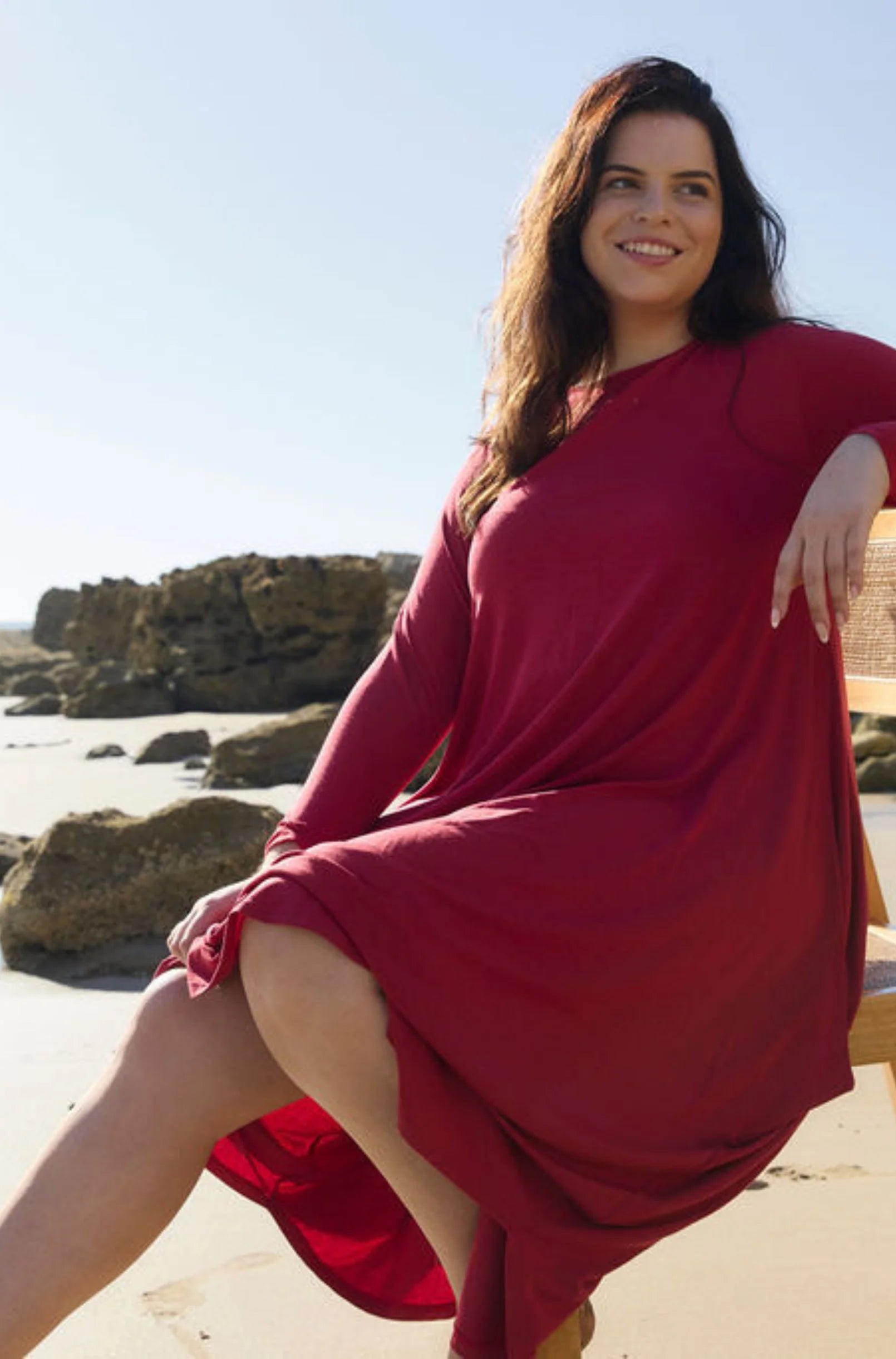 Tani Marl Long Sleeve Tri Dress - Women's Stylish Casual & Athletic Dress for Yoga, Running, and Everyday Wear
