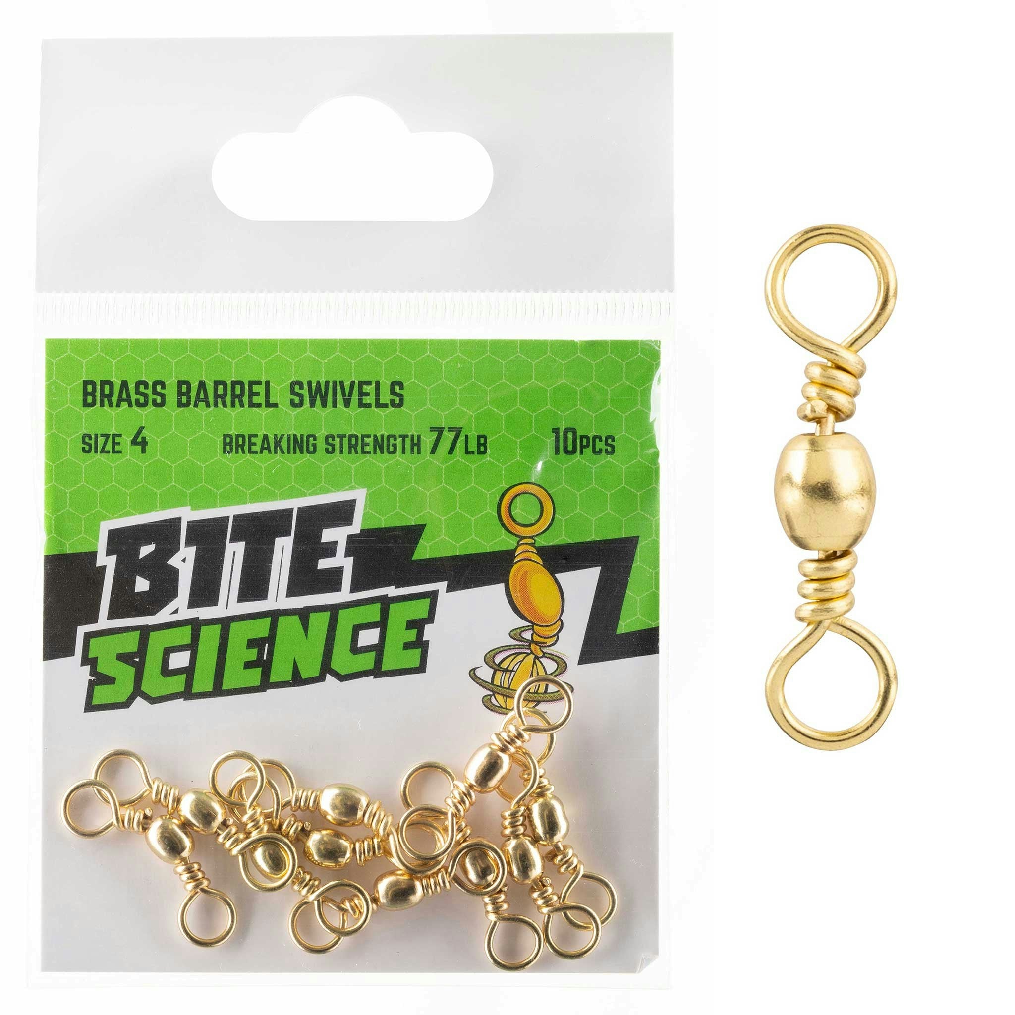 Bite Science Swivels Brass Barrel - High-Quality Fishing Swivel for Saltwater & Freshwater - Perfect for Anglers & Outdoor Enthusiasts