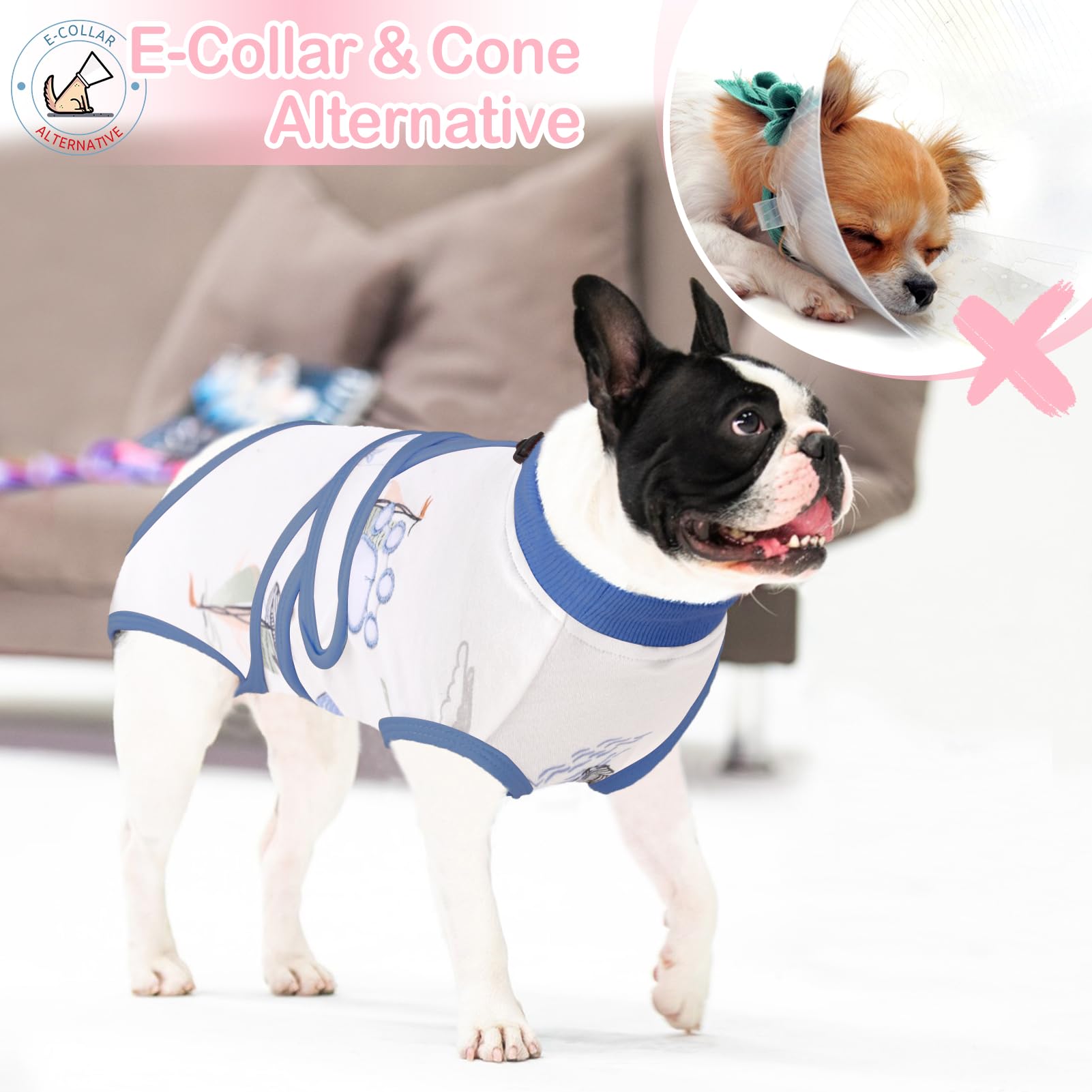 KOESON Dog Surgery Recovery Suit for Female & Male Dogs - Soft Anti-Licking Onesie Alternative to Cone After Spay Neuter Surgery - Comfortable Abdominal Wound Protection for Post-Op Healing - Perfect for Preventing Biting & Licking During Recovery at Home or Vet Visits