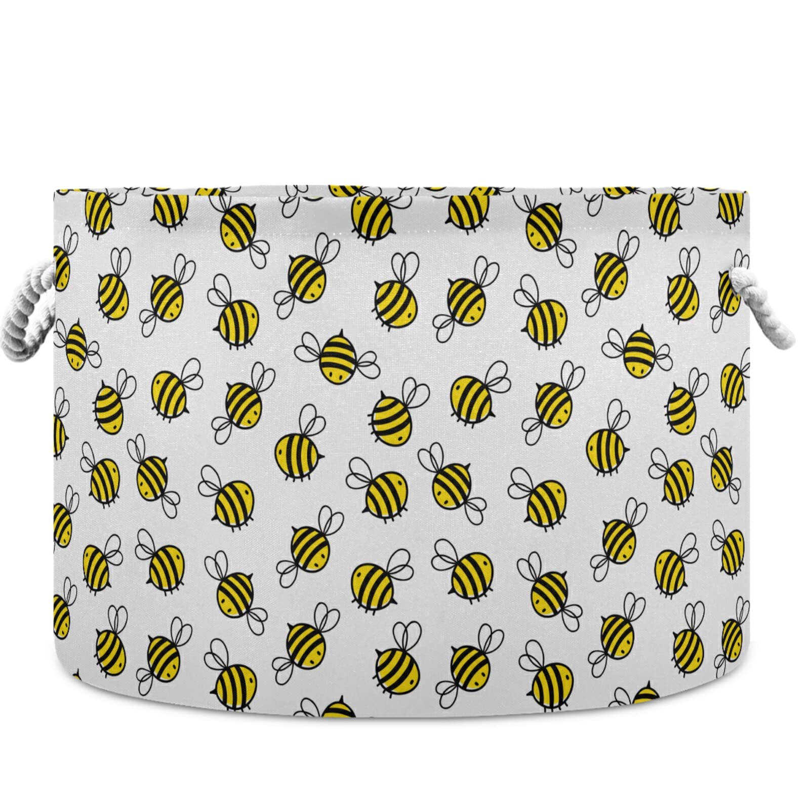 Visesunny Collapsible Fabric Storage Basket - Flying Bumble Bee Print Laundry Hamper & Toy Organizer for Bathroom, Bedroom, Nursery, Closet & Office | Perfect for Kids' Room Decor & Clothes Storage