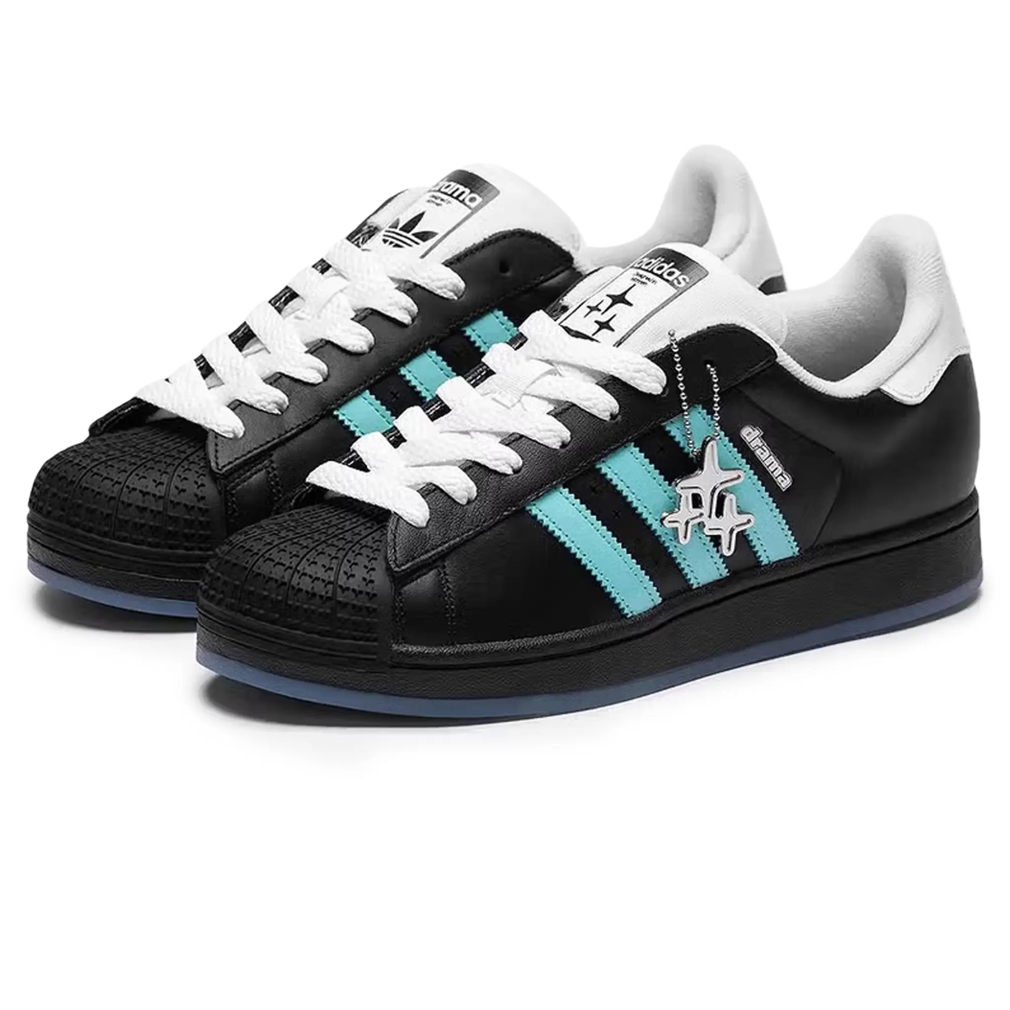 Adidas Superstar II Sneakers - Black & Metrolink Blue | Drama Call Collaboration | Casual & Streetwear Fashion Shoes for Men & Women | Perfect for Everyday Wear & Urban Style
