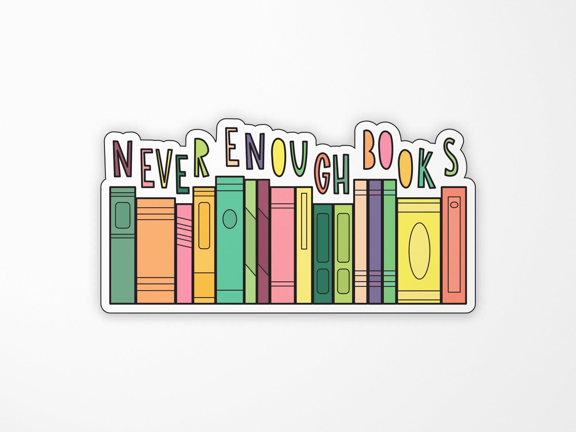 Never Enough Books Sticker - Waterproof Vinyl Decal for Laptops, Notebooks & Water Bottles - Perfect for Book Lovers, Readers & Students