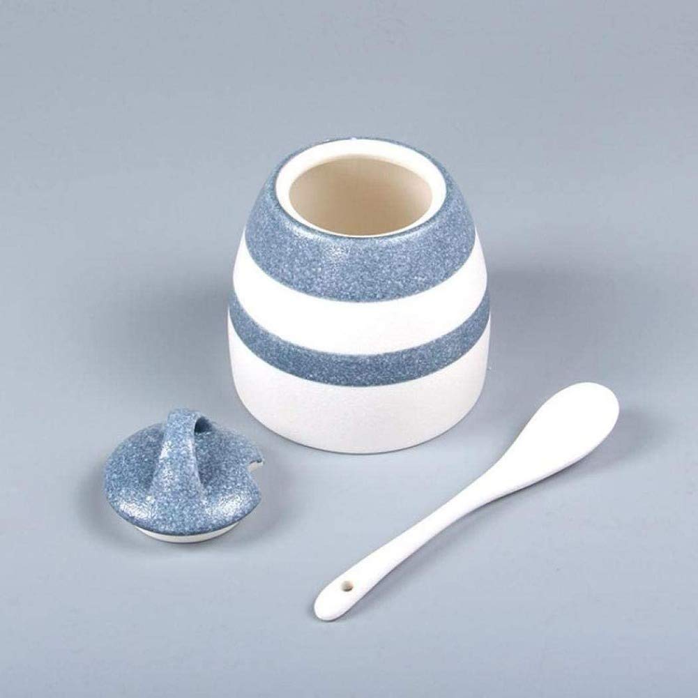 3-Piece Ceramic Sugar Bowl Set with Lids & Spoons - Airtight Spice Jars for Salt, Sugar, Flour & Seasonings | Perfect for Kitchen Storage, Baking & Coffee Station Organization