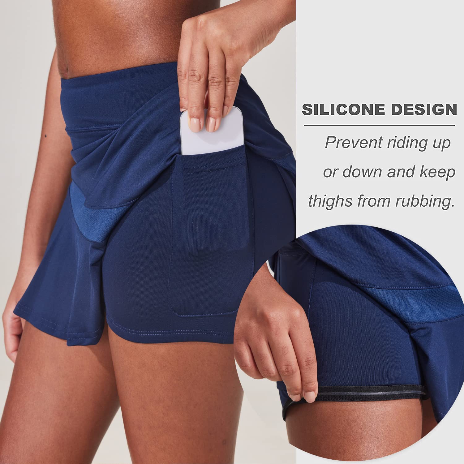 Ekouaer Women's Pleated Tennis Skirt - Athletic Golf Skorts with Pockets, Lightweight Running Workout Skirt for Tennis, Golf, Running & Gym