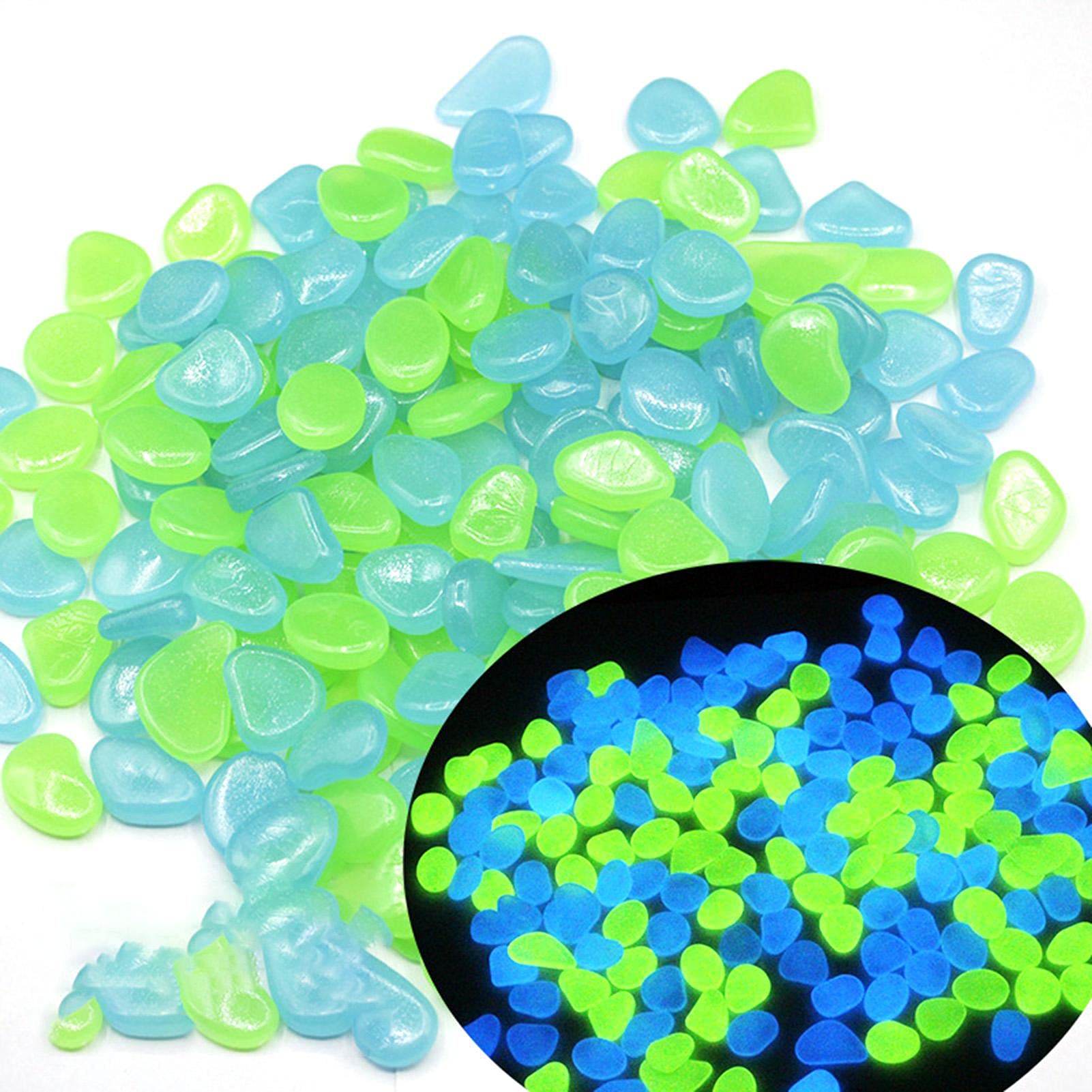 Premium Glow in The Dark Stones - Blue & Green Mix for Aquarium & Garden Decor