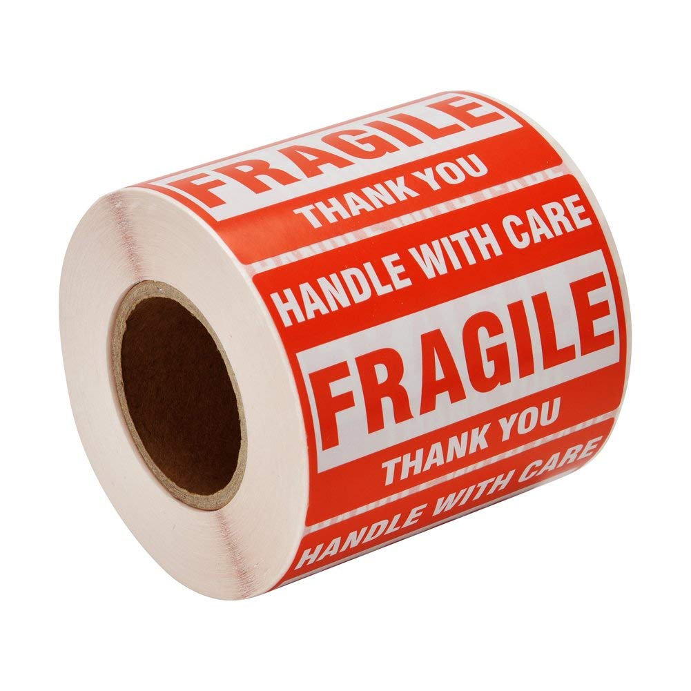 500-Pack 3x5 Inch Fragile Stickers with Permanent Adhesive - Handle with Care Warning Labels for Shipping & Packaging (30 Rolls) - Ideal for E-commerce, Logistics & Delicate Item Protection