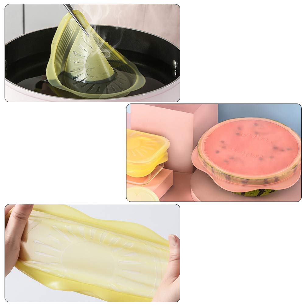 Hemoton 6-Piece Silicone Food Cover Set - Reusable Stretch Lids for Bowls, Flexible & Airtight Food Storage Covers - Perfect for Meal Prep, Leftovers & Refrigerator Organization