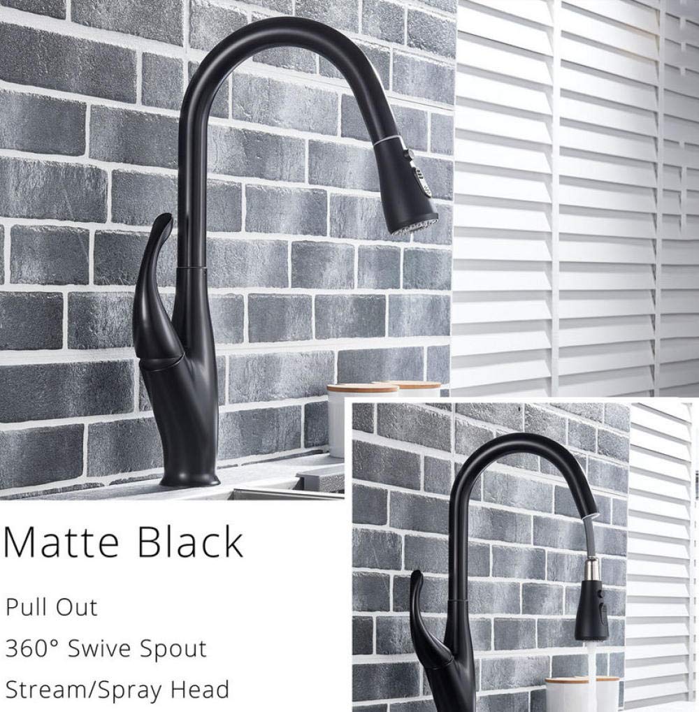 Stainless Steel Pull Down Kitchen Faucet with Single Handle - Hot & Cold Water Mixer Tap for Sink - High Arc Brushed Nickel Spout with Stream Spray - Perfect for Modern Kitchens & Bathroom Renovations